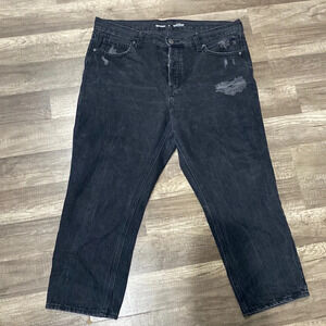OldNavy High Rise Slouchy Straight Secret Smooth Pockets Distressed Jeans Sz 14